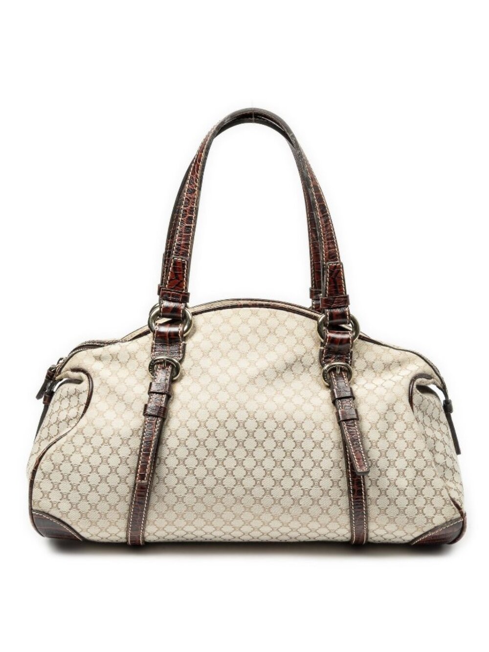 Celine Triomphe Bowling Bag Beige Brown Macadam Canvas